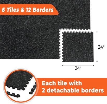 E-PURCHASING 0.56 Inch Thick Exercise Equipment Mats 6 Tiles EVA Foam Mats with Rubber Top Interlocking Rubber Floor