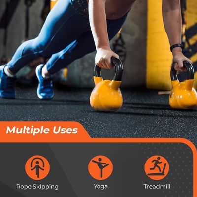 E-PURCHASING 0.56 Inch Thick Exercise Equipment Mats 6 Tiles EVA Foam Mats with Rubber Top Interlocking Rubber Floor