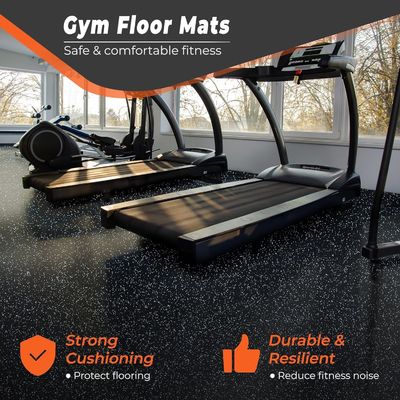 E-PURCHASING 0.56 Inch Thick Exercise Equipment Mats 6 Tiles EVA Foam Mats with Rubber Top Interlocking Rubber Floor