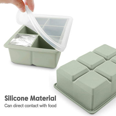 Large Size Silicone Ice Cube Molds With Leak Proof Removable Lid Square Ice Cube Tray And BPA Free For Cocktail Whiskey