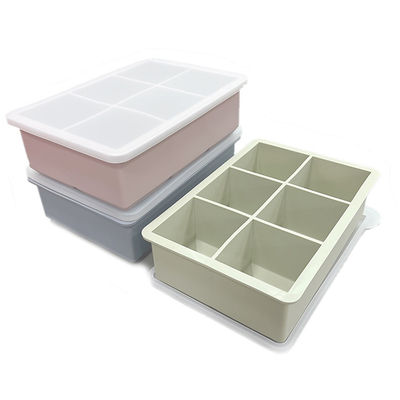 Silicone Ice Cube Trays with Lid Easy Release Big Ice Cube Molds for Whiskey Cocktail Drinks Freezer  4 Colors