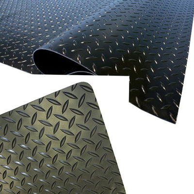 E-Purchasing 1/8" x 4'x10' Rubber Diamond-Plate Pattern Flooring, Black in Color