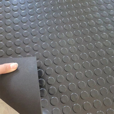 Non-Slip Rubber Floor Mat With Custom Size Coin Bump Pattern Anti-Slip Black Round Stud Coin Rubber Floor rolls