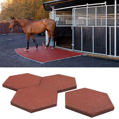 Hexagon Rubber EPDM/SBR Pavers Red Color Rubber Brick For Equestrian And Racecourse Area