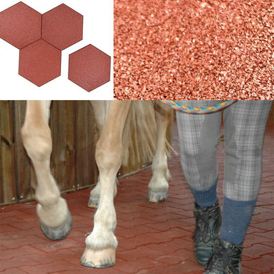 Hexagon Rubber EPDM/SBR Pavers Red Color Rubber Brick For Equestrian And Racecourse Area