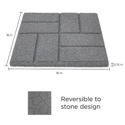 Gray Color And 8 Tiles Rubber Dual Sided Rubber Paver Tile-16" X 16" X 3/4" Inch