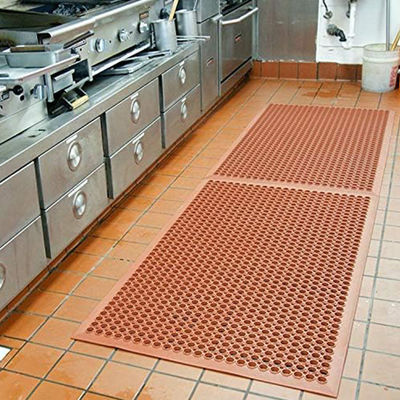 Anti- Slip Rubber Floor Mat With Interlocking Part For Restaurant Kitchen Bar Garden Outdoor Wet Area(36"X 36") Black