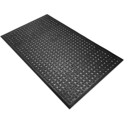 American Floor Mats Anti Slip Mat Floor Slip Resistant Black 4' X 6' Rubber Drainage Mat 3/8 Inch Thickness