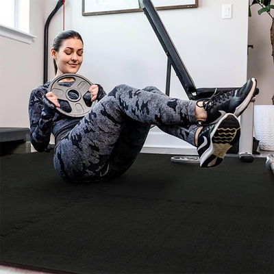 0.56'' Thick Exercise Equipment Mats, 48 Sq Ft Eva Foam Mats With Rubber Top