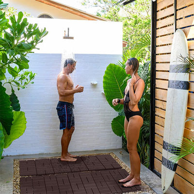 Outdoor Rubber Paver Tiles All Weather Use, Waterproof Pavers For Pool Balcony Backyard Porch, Dark Grey