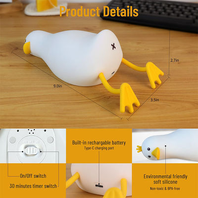 Cute Bedroom Silicone Night Lamp Rechargeable Nursery Nightlight Timer Function Bedside Lamp