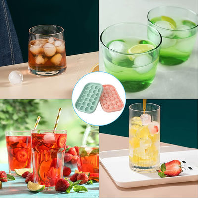 Ice Cube Tray 2 Pack Flexible Silicone 22 Ice Balls Maker With Lid BPA Free