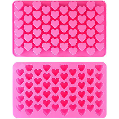 Silicone Mini Heart 55-Cavity Molds For Baking, Heart Shape Ice Cube Candy Chocolate Mold, Valentine Candy Molds