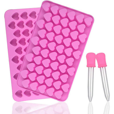 Silicone Mini Heart 55-Cavity Molds For Baking, Heart Shape Ice Cube Candy Chocolate Mold, Valentine Candy Molds