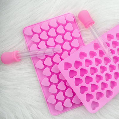Silicone Mini Heart 55-Cavity Molds For Baking, Heart Shape Ice Cube Candy Chocolate Mold, Valentine Candy Molds