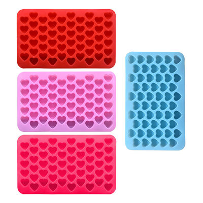Silicone Mini Heart 55-Cavity Molds For Baking, Heart Shape Ice Cube Candy Chocolate Mold, Valentine Candy Molds