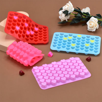 Silicone Mini Heart 55-Cavity Molds For Baking, Heart Shape Ice Cube Candy Chocolate Mold, Valentine Candy Molds