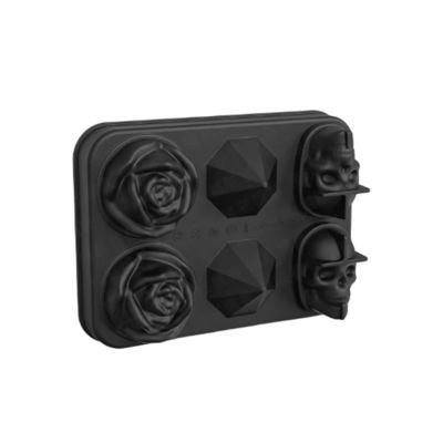 3D Skull Ice Cube Trays And 2 Diamond Shaped Ice Cube Moulds For Whisky Cocktails And Coffee Ice Cube Molds Black