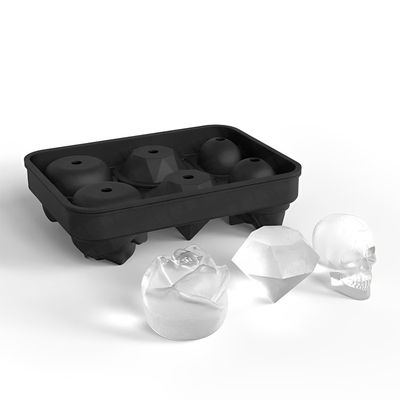 Ice Cube Tray Rose Silicone Mold With Covers 3 Cavity 3 Diamond Ice Ball Maker