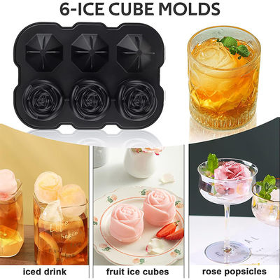 silicone rose ice mold 3 Diamond Ice Ball Maker Easy Release Large Ice Cube Form For Chilled Cocktails Whiskey Juice