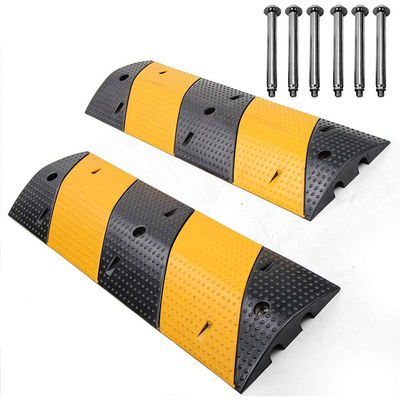 Large Heavy Duty Rubber Speed Bumps 2 Pack 2 Channel 22000lbs Load Capacity 40" Long Reductores Velocidad With 6 Bolt