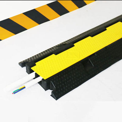 2 Channel Large Rubber Mats Heavy Duty Cable Protector Ramp With 4 Bolts 22000lbs Load Driveway Modular Traffic Driveway