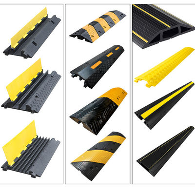 2 Channel Large Rubber Mats Heavy Duty Cable Protector Ramp With 4 Bolts 22000lbs Load Driveway Modular Traffic Driveway