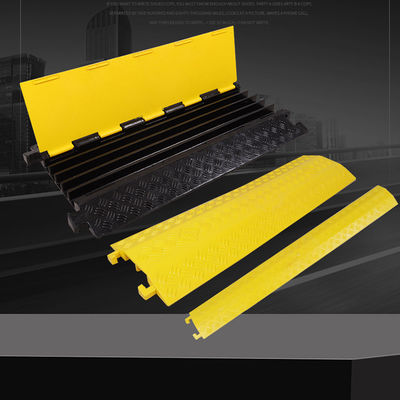 2 Channel Large Rubber Mats Heavy Duty Cable Protector Ramp With 4 Bolts 22000lbs Load Driveway Modular Traffic Driveway