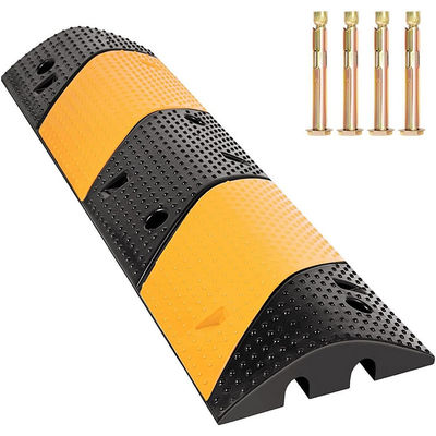 2 Channel Large Rubber Mats Heavy Duty Cable Protector Ramp With 4 Bolts 22000lbs Load Driveway Modular Traffic Driveway