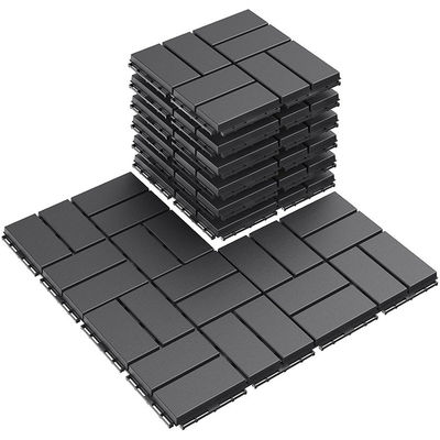 E-Purchasing Rubber Interlocking Deck Tiles, 9 Pack Patio Flooring, 12"X12" For Outdoor Black Color