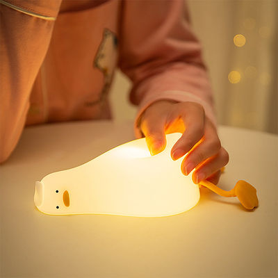Babies Kids Silicone Animal Night Light With Charging Port 3 Level Dimmable Silicone LED Lying Flat Duck Lamp