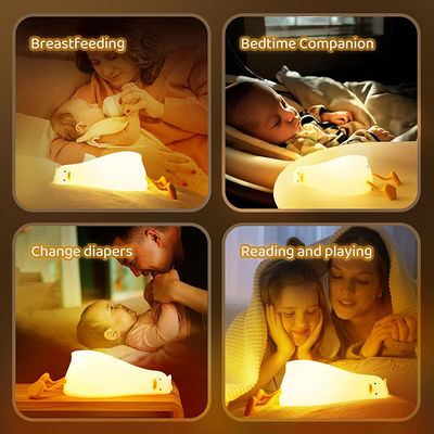 Babies Kids Silicone Animal Night Light With Charging Port 3 Level Dimmable Silicone LED Lying Flat Duck Lamp