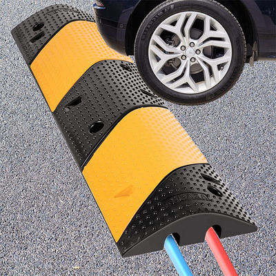 2 Channel Large Rubber Mats Heavy Duty Cable Protector Ramp With 4 Bolts 22000lbs Load Driveway Modular Traffic Driveway